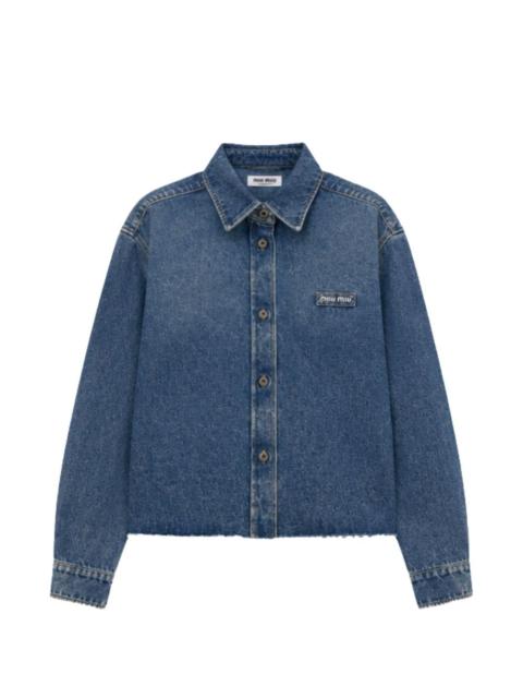 Miu Miu logo-patch raw-cut shirt