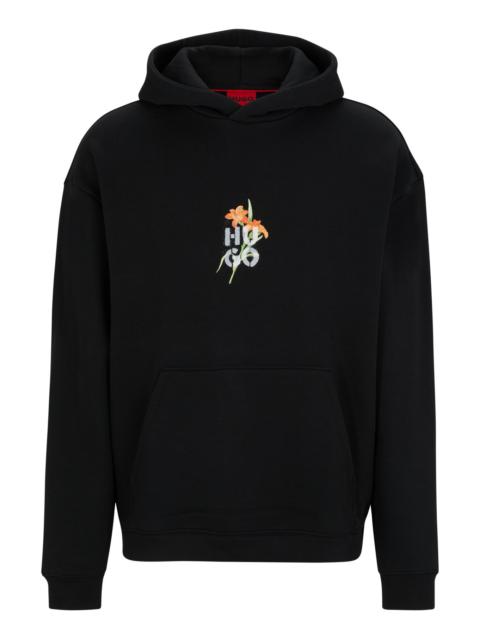 HUGO OVERSIZE-FIT HOODIE WITH FLORAL ARTWORK