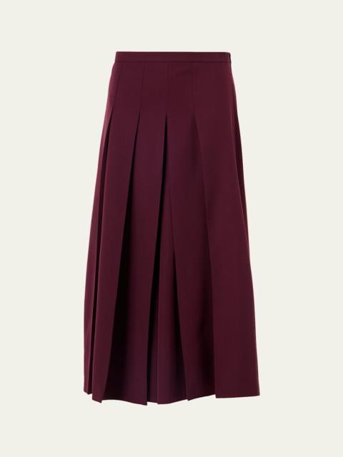 AKRIS Wool Gabardine Pleated Midi Skirt