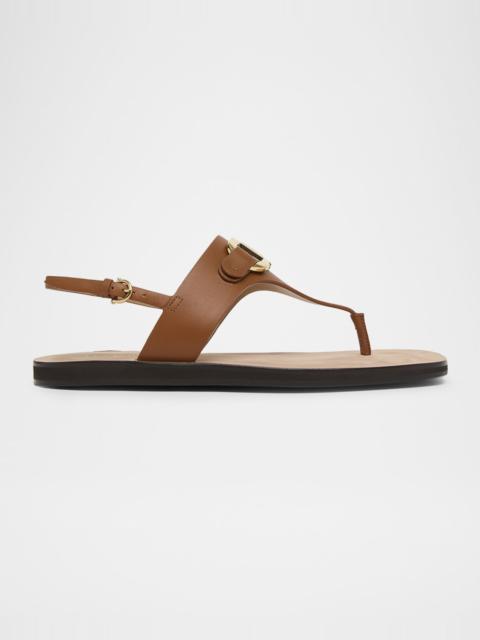 FERRAGAMO Siriana Gancio Leather Thong Sandals