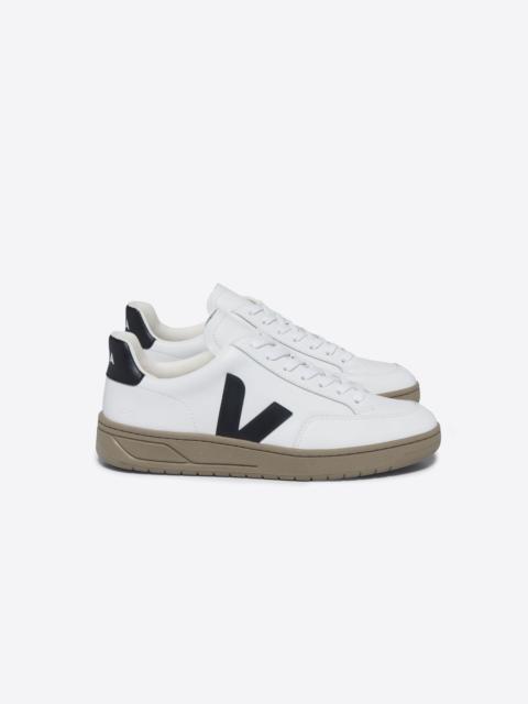 VEJA V-12 LEATHER WHITE BLACK DUNE