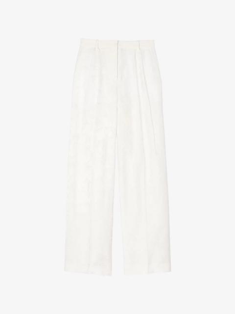 Sandro Floral-Pattern Straight-Leg Woven Trousers