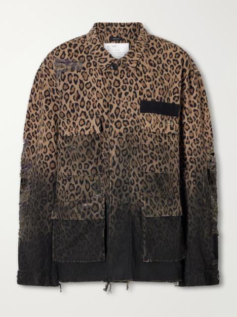 R13 Abu Distressed Leopard-print Cotton Jacket