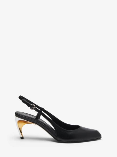 Alexander McQueen Women's Armadillo Slingback Pump in Blacl/silver/gold