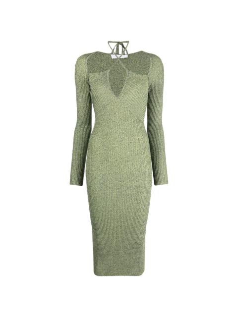 SIMKHAI crossover strap bodycon midi dress