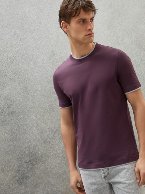 Brunello Cucinelli Cotton jersey round neck slim fit T-shirt with faux-layering