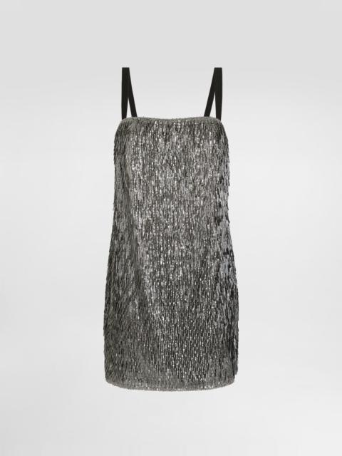 Dress with embroidered sequins