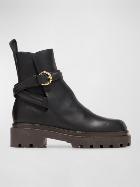 ULLA JOHNSON Lennon Leather Buckle Lug-Sole Boots