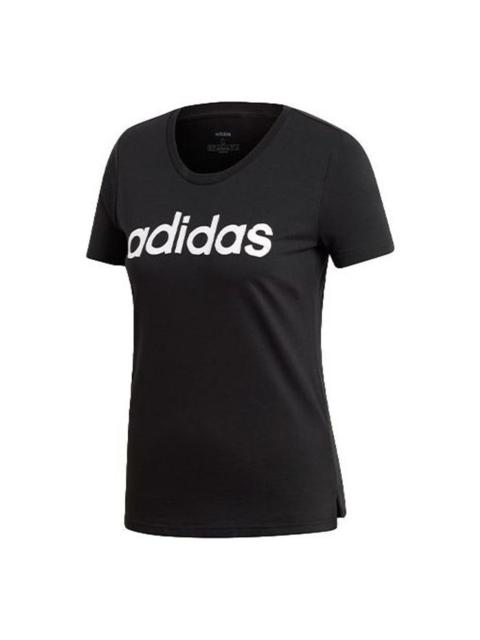 adidas (WMNS) adidas Brush Effect Logo Graphic T-Shirt 'Black White' EI4569