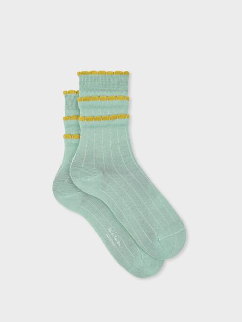 Paul Smith Women's Duck Egg Blue Ruffle Socks