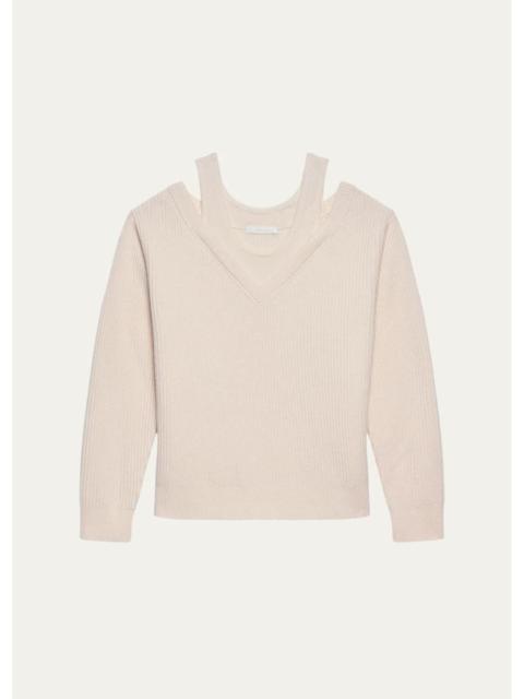 Helmut Lang Cold-Shoulder Wool Top
