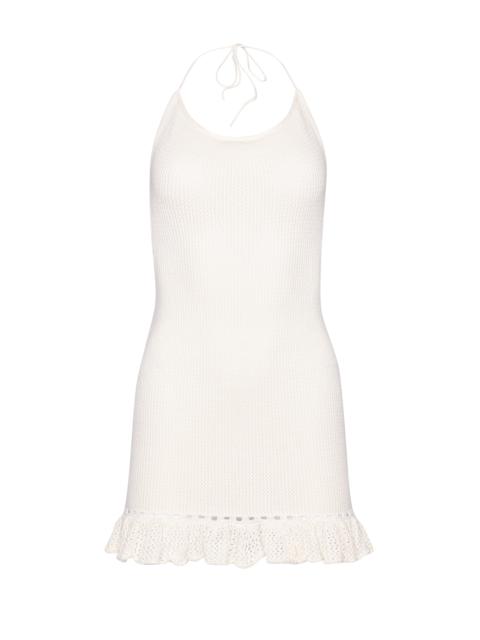 GUIZIO CROCHET HALTER MINI DRESS