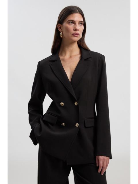 KAREN MILLEN Petite Compact Stretch Essential Tailored Double Breasted Blazer
