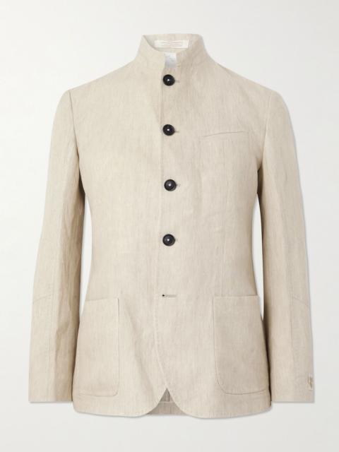 massimo alba Gstaad Grandad-Collar Linen Overshirt Neutral