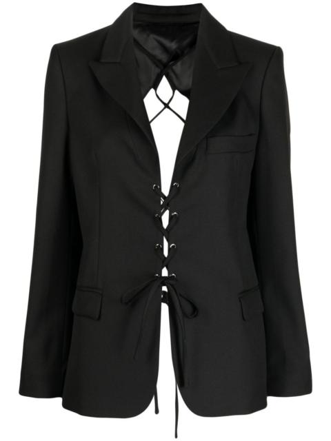 rokh laced open back tailored blazer