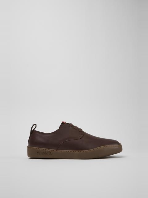 CAMPER Peu Touring Brown Leather Sneakers for Men.