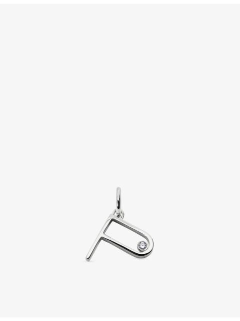 MONICA VINADER Solitaire Diamond Initial P Sterling-Silver And 0.035ct Lab-Grown Diamond Pendant