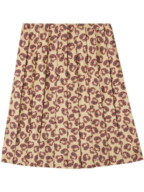 Burberry paisley-print silk pleated midi skirt