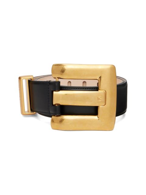 Balmain Black Anthem Calfskin Leather Belt