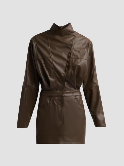 RONNY KOBO Women's Maddix Faux Leather Mini Dress - Dark Brown