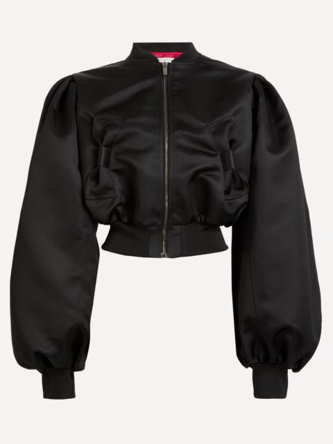 NINA RICCI Bow Detail Satin Bomber Jacket
