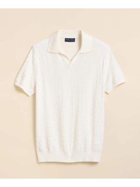 Brooks Brothers Supima® Cotton Engineered-Stripe Johnny Collar Sweater