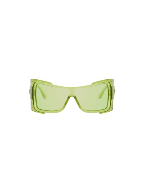 VERSACE Green Oversize Wrap Acetate Sunglasses