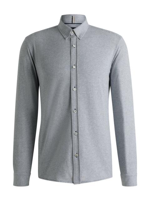 BOSS SLIM-FIT SHIRT IN PATTERNED COTTON JACQUARD