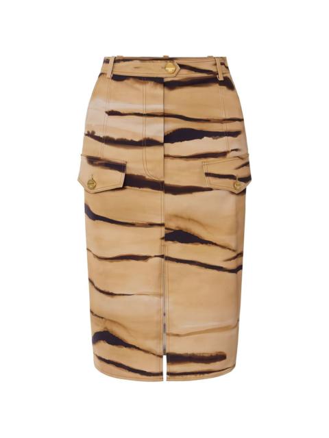 ELISABETTA FRANCHI tiger-print safari midi skirt