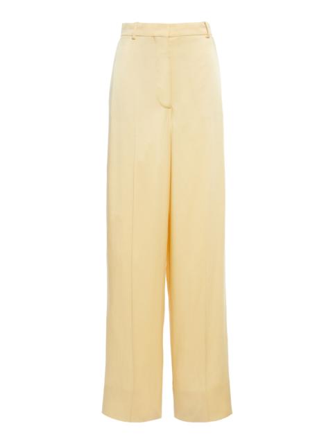 Stella McCartney Relaxed Satin Wide-Leg Trousers yellow