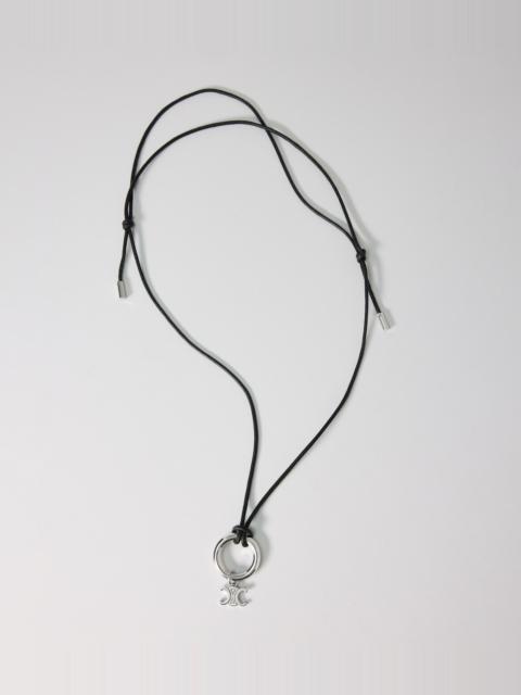 CELINE CELINE CHARMS TRIOMPHE NECKLACE IN COTTON AND BRASS WITH RHODIUM FINISH