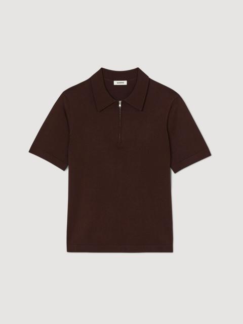 Sandro KNITTED POLO SHIRT WITH ZIP COLLAR