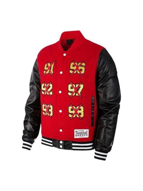 Jordan Men's Air Jordan Splicing Design Six Crowns Printing Baseball Jacket Red BQ5166-657
