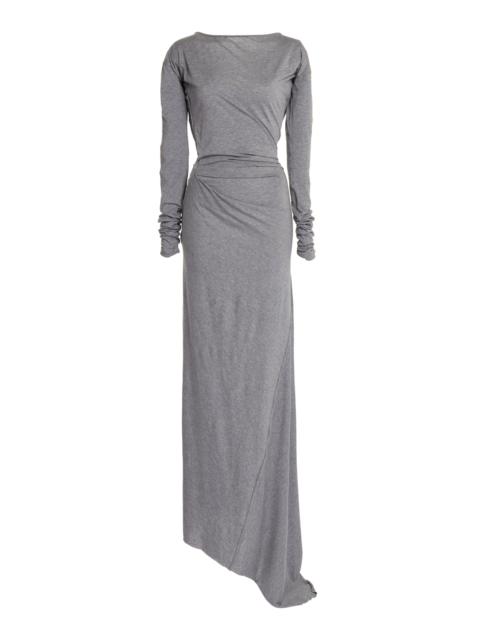 Circle-Neck Cotton Maxi Dress grey