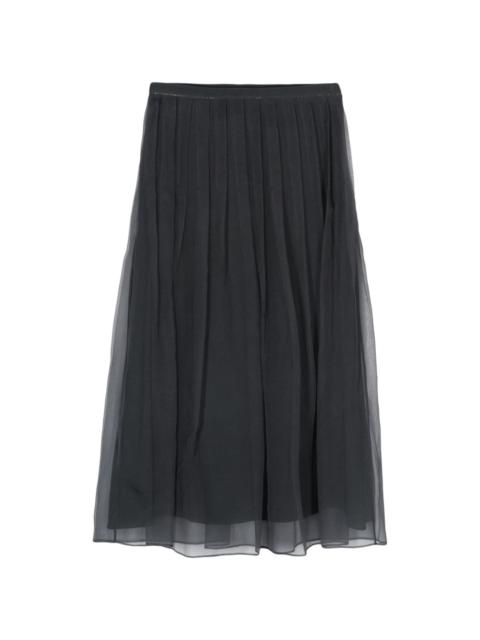 organza plated midi skirt