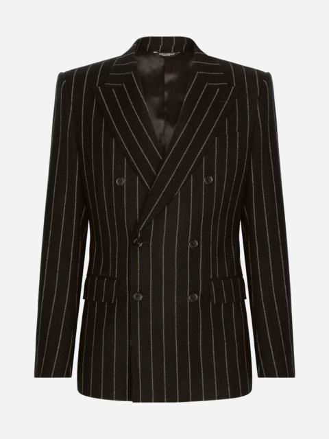 Double-breasted jacket in pinstripe stretch wool