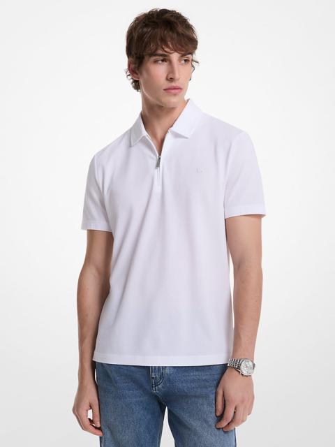 MICHAEL KORS Cotton Blend Piqué Zip-Up Polo Shirt