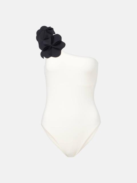 KARLA COLLETTO Tess floral-appliqué one-shoulder swimsuit
