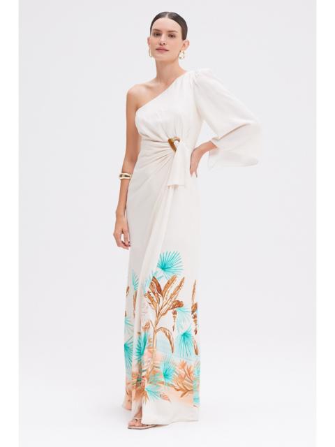 BANANEIRA TROPICAL ONE SHOULDER MAXI DRESS