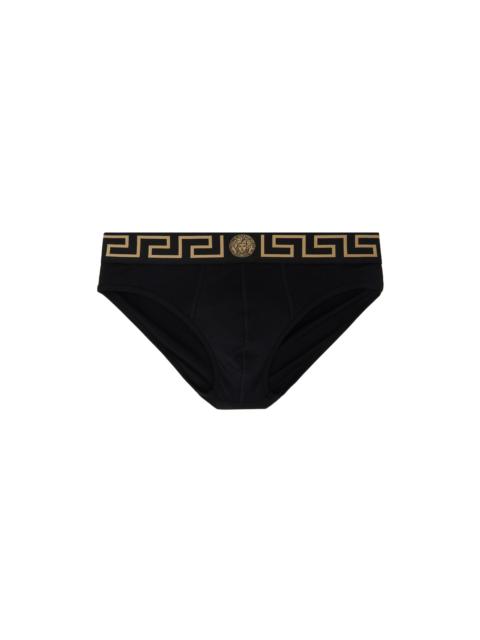 VERSACE Black Greca Briefs