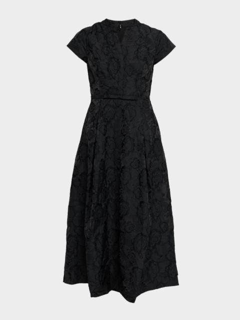 SACHIN & BABI Martine Pleated Floral Jacquard Midi Dress
