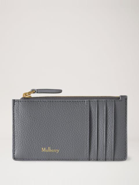 Mulberry Continental Long Zipped Card Holder Foggy Grey Small Classic Grain