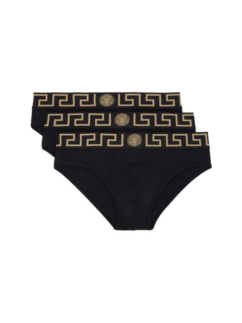 VERSACE Three-Pack Black Jersey Briefs