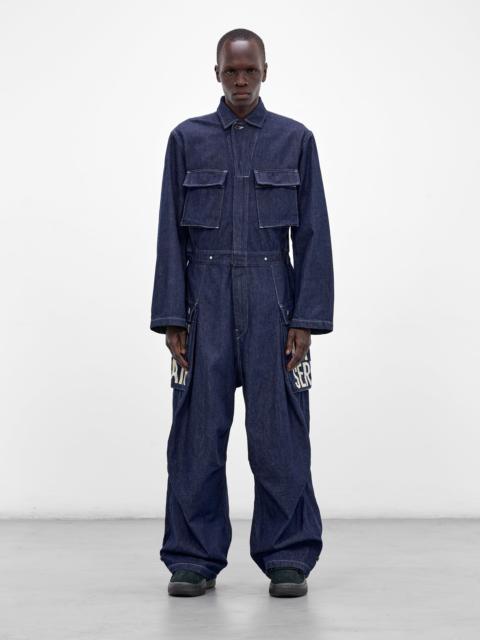 Kapital Indigo Denim Graphic Baggy Jumpsuit