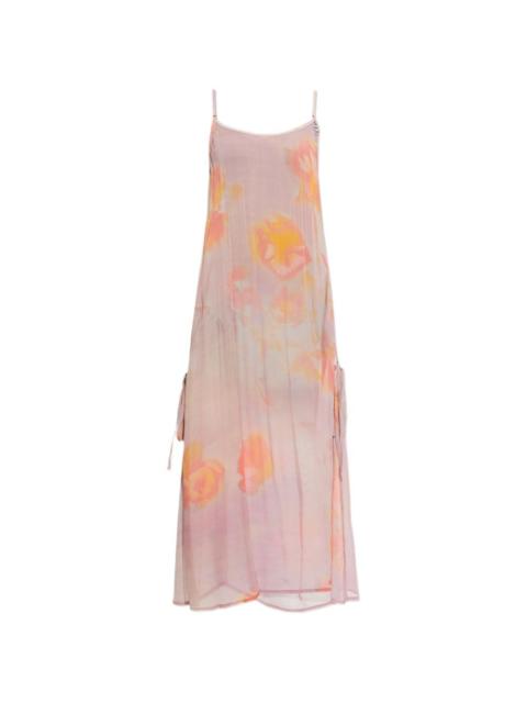 Diesel floral-print crystal-logo midi dress