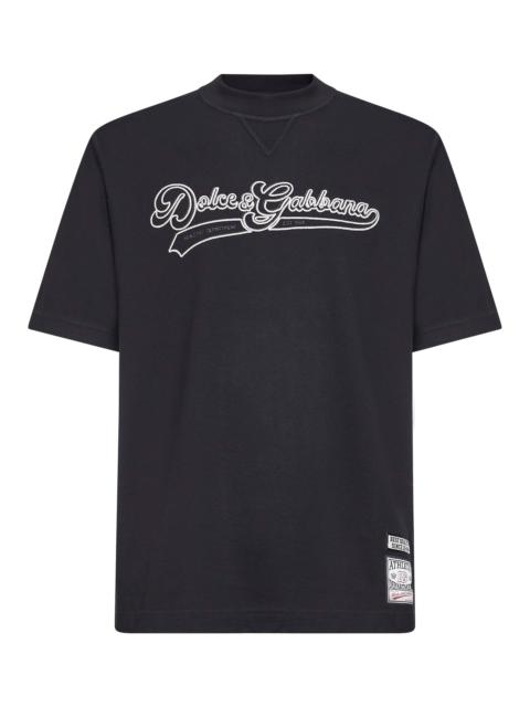 Black cotton jersey logo T-shirt