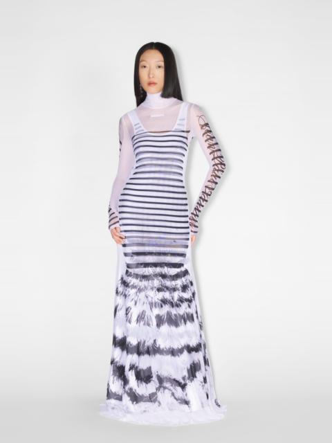 THE LONG KNIT MARINIÈRE FEATHER DRESS