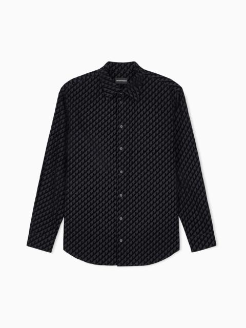 EMPORIO ARMANI SHIRT IN COTTON WITH FLOCKING
