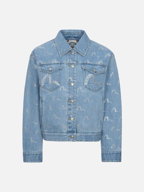 EVISU ALLOVER RHINESTONE SEAGULL LOOSE FIT DENIM JACKET