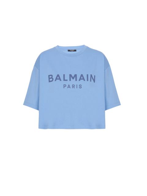 Cropped printed Balmain logo T-shirt
